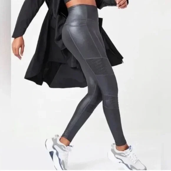 Athleta leggings womens Inclination black Moto Shimmer Tight size medium - Picture 1 of 9